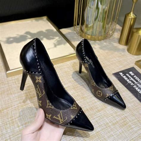 louis vuitton black pointed heels|louis vuitton monogram heels.